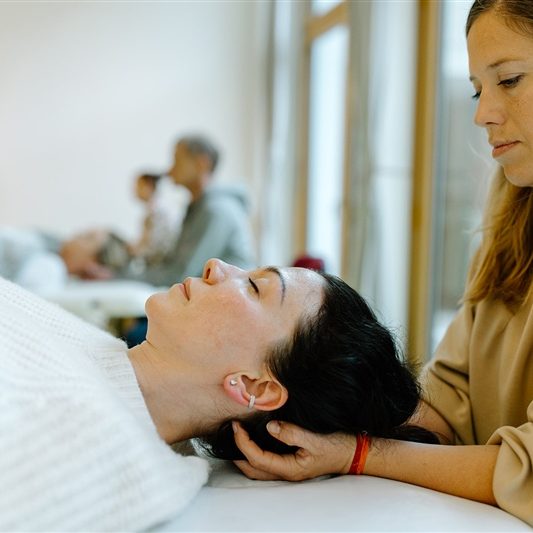 Craniosacral Ausbildung Wien – Teilnehmer üben craniosacrale Techniken
